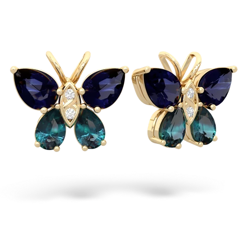 sapphire-alexandrite butterfly earrings