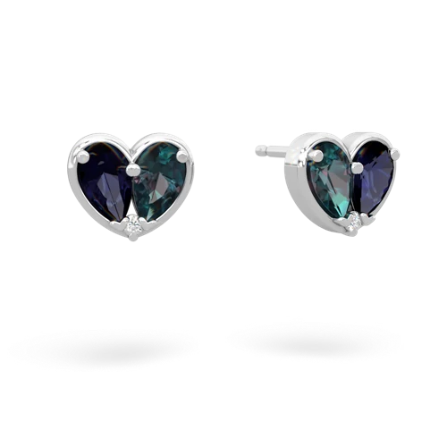sapphire-alexandrite one heart earrings