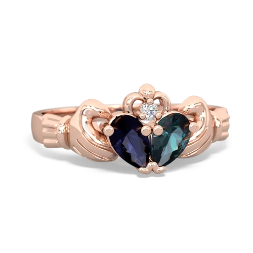 sapphire-alexandrite claddagh ring