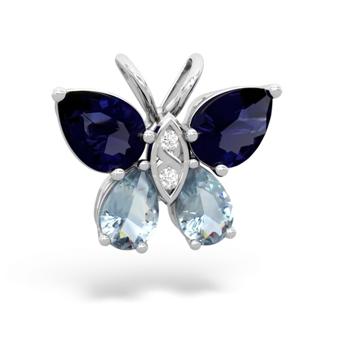 sapphire-aquamarine butterfly pendant