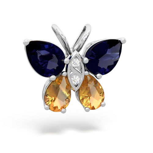 sapphire-citrine butterfly pendant