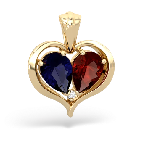 sapphire-garnet half heart whole pendant