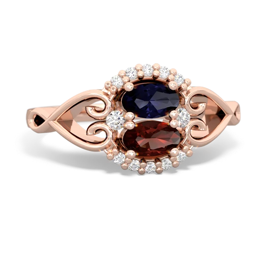 sapphire-garnet antique keepsake ring