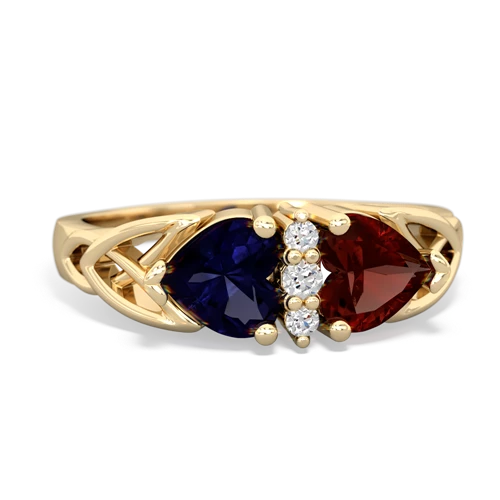 sapphire-garnet celtic ring
