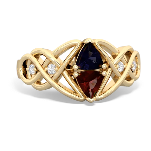 sapphire-garnet celtic knot ring