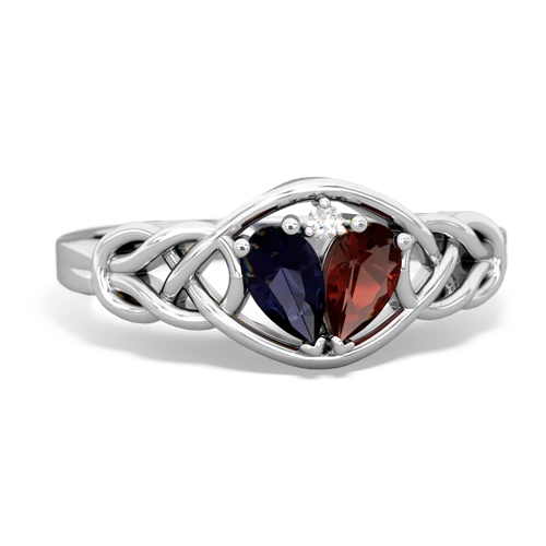 sapphire-garnet celtic knot ring