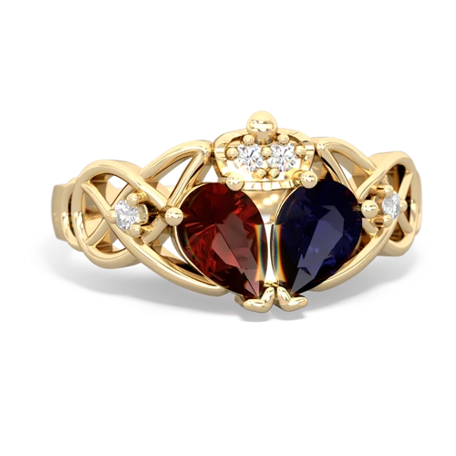 sapphire-garnet claddagh ring