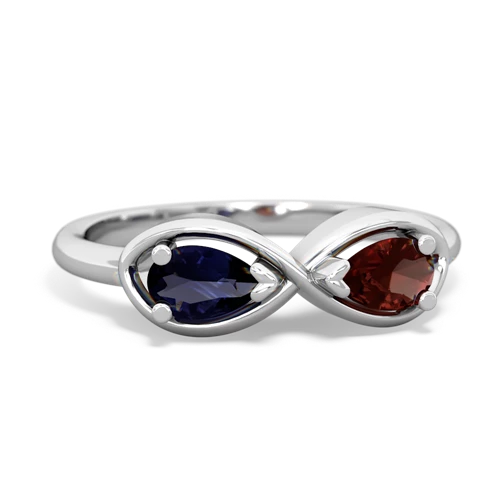 sapphire-garnet infinity ring