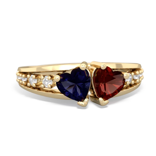 sapphire-garnet modern ring