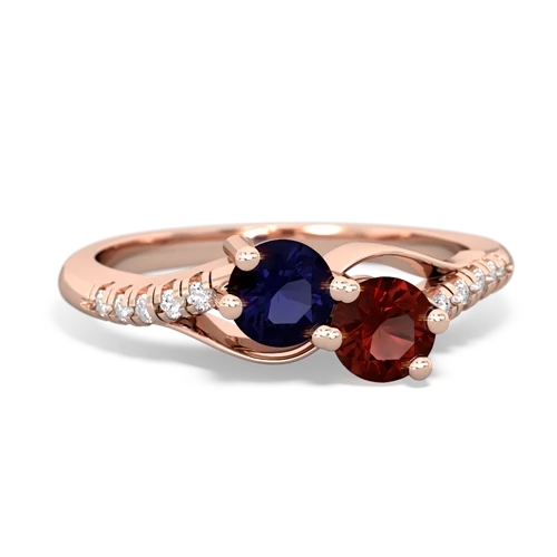 sapphire-garnet two stone infinity ring