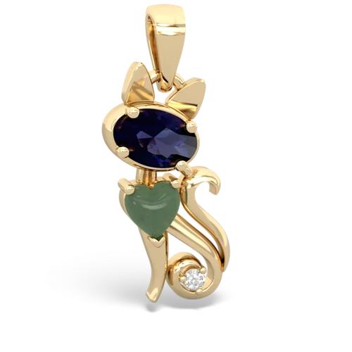 sapphire-jade kitten pendant