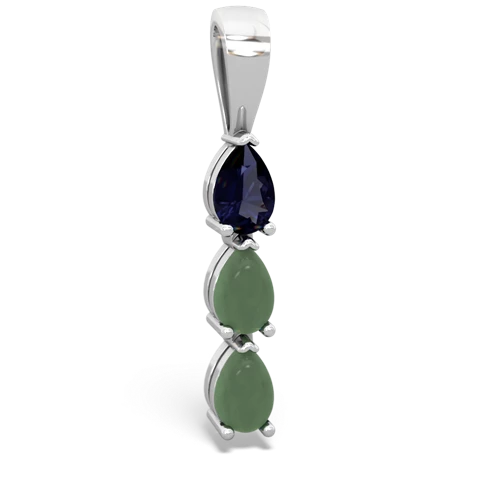 sapphire-jade three stone pendant