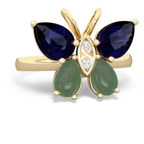 sapphire-jade butterfly ring