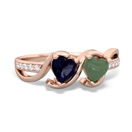 sapphire-jade double heart ring