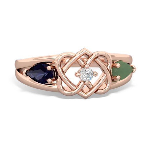 sapphire-jade double heart ring