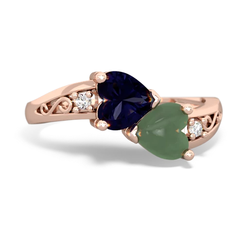 sapphire-jade filligree ring