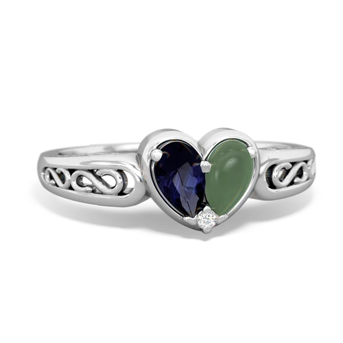 sapphire-jade filligree ring