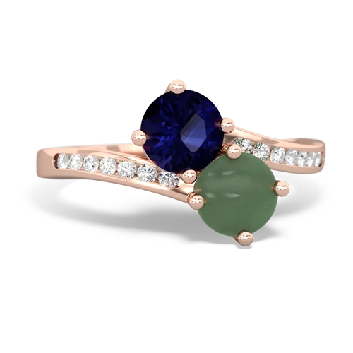 sapphire-jade two stone channel ring