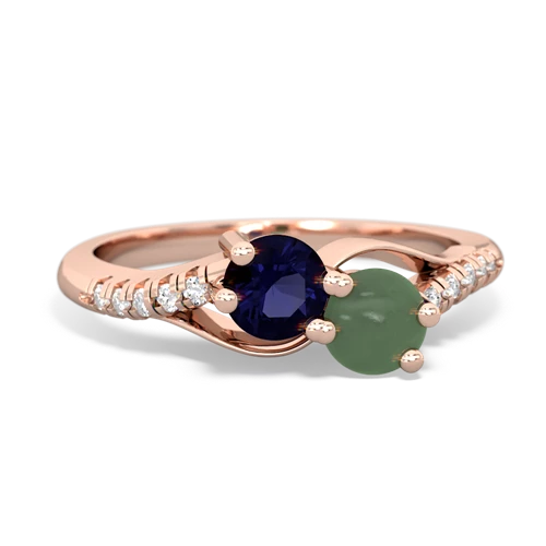 sapphire-jade two stone infinity ring