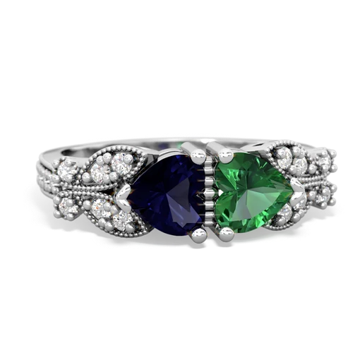 sapphire-lab emerald keepsake butterfly ring