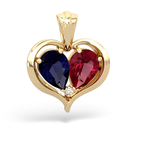 sapphire-lab ruby half heart whole pendant