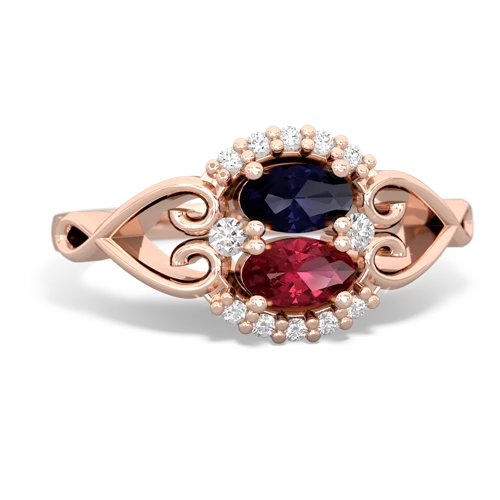 sapphire-lab ruby antique keepsake ring