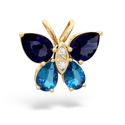 sapphire-london topaz butterfly pendant