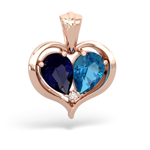 sapphire-london topaz half heart whole pendant