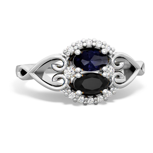 sapphire-onyx antique keepsake ring