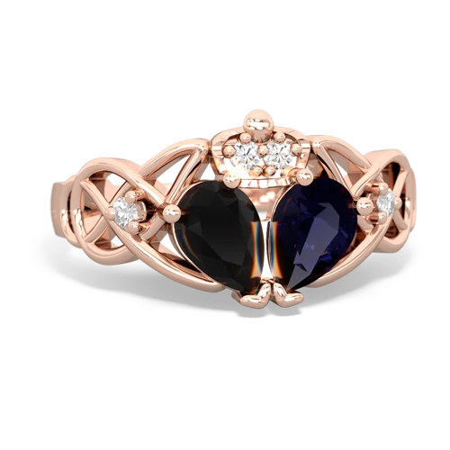 sapphire-onyx claddagh ring