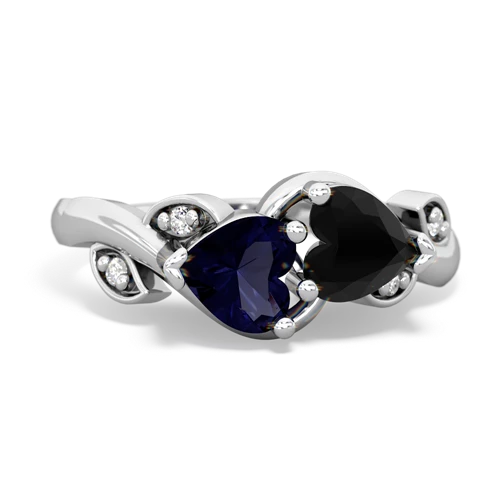 sapphire-onyx floral keepsake ring