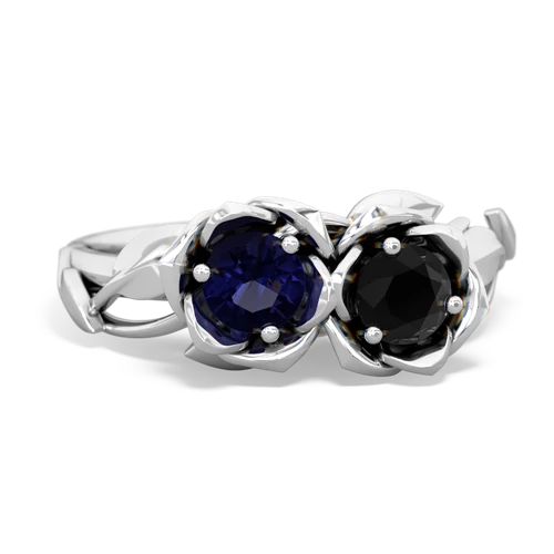 sapphire-onyx roses ring