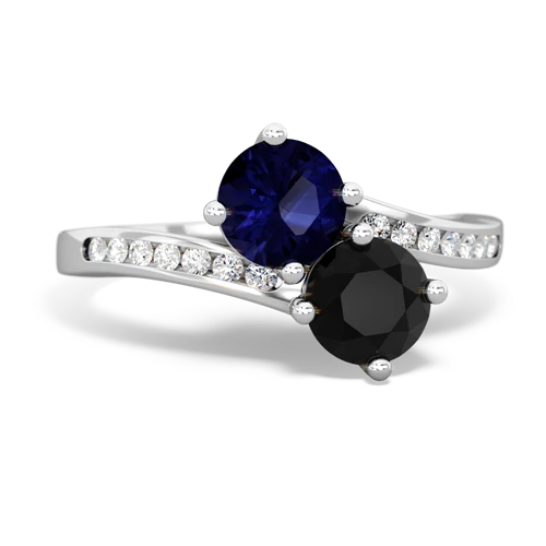 sapphire-onyx two stone channel ring