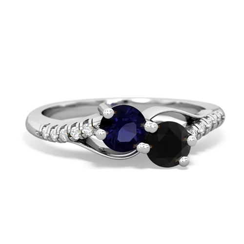 sapphire-onyx two stone infinity ring