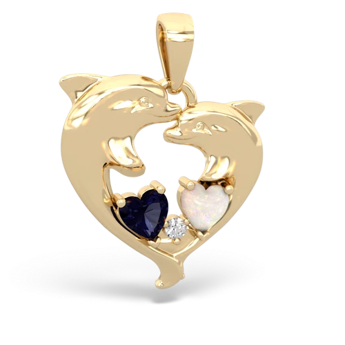 sapphire-opal dolphins pendant