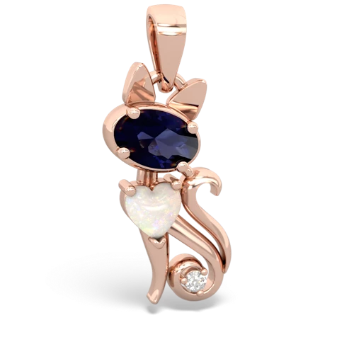 sapphire-opal kitten pendant