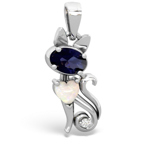 sapphire-opal kitten pendant