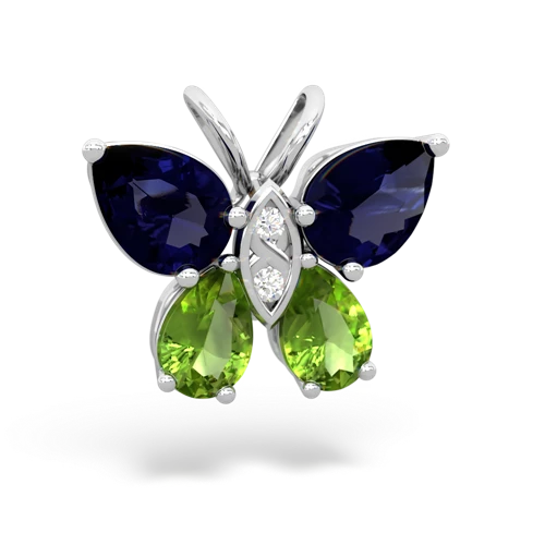 sapphire-peridot butterfly pendant