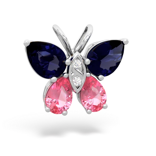 sapphire-pink sapphire butterfly pendant