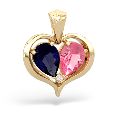sapphire-pink sapphire half heart whole pendant