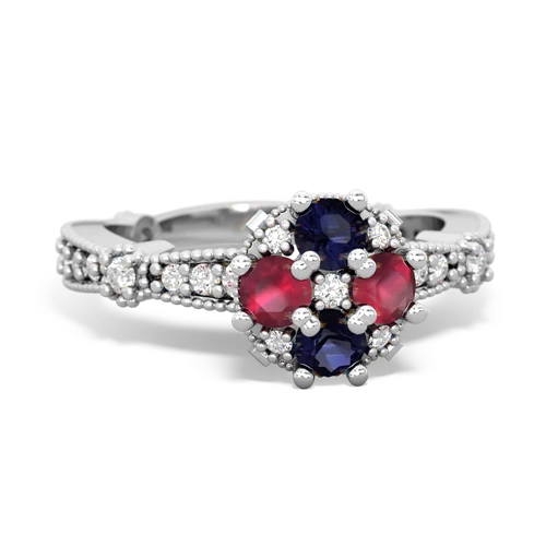 sapphire-ruby art deco engagement ring