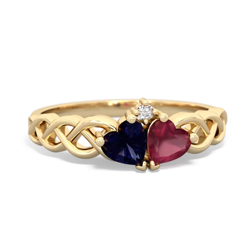 sapphire-ruby celtic braid ring