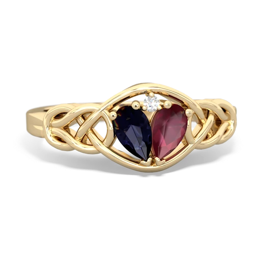sapphire-ruby celtic knot ring