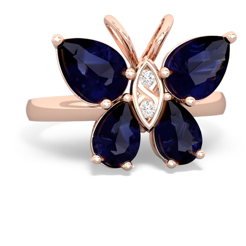sapphire-sapphire butterfly ring