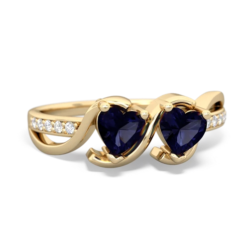 sapphire-sapphire double heart ring