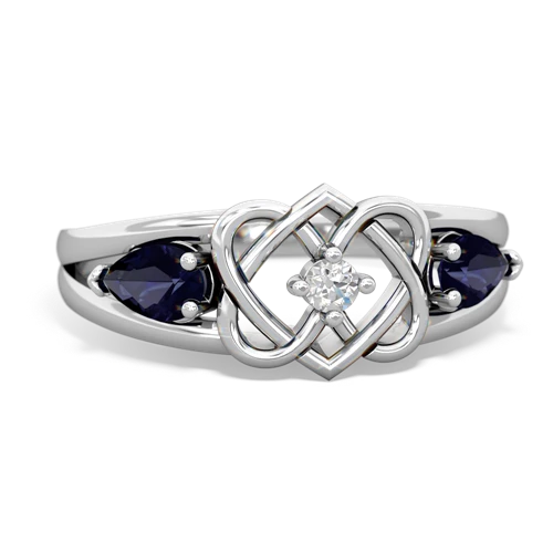 sapphire-sapphire double heart ring