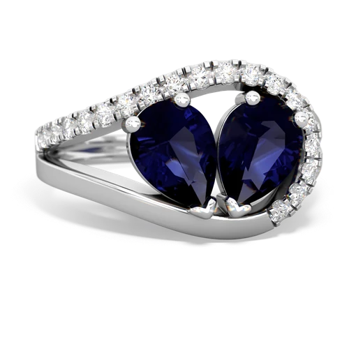sapphire-sapphire pave heart ring