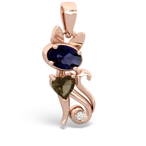 sapphire-smoky quartz kitten pendant