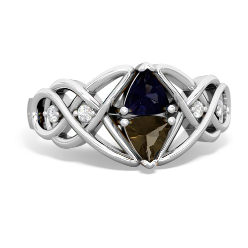 sapphire-smoky quartz celtic knot ring
