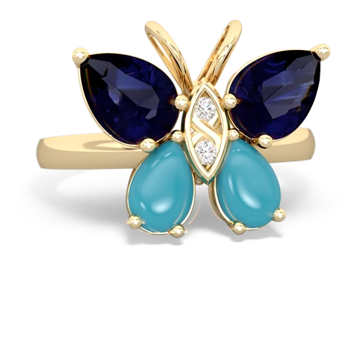 sapphire-turquoise butterfly ring